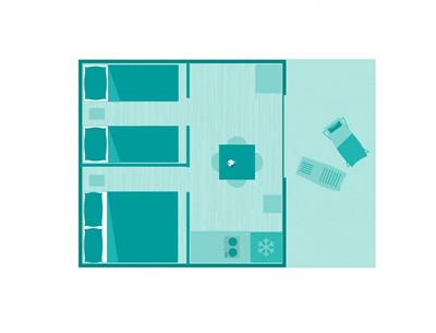 Plattegrond van de Lodgetent 4 personen 2 bloemen