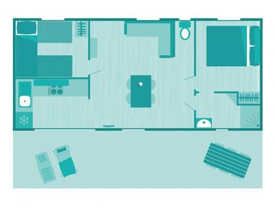 Plattegrond van de Cottage 5 pers 3 bloemen