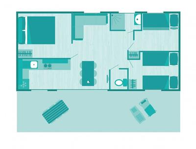 Plattegrond van de Cottage 6 personen 3 bloemen