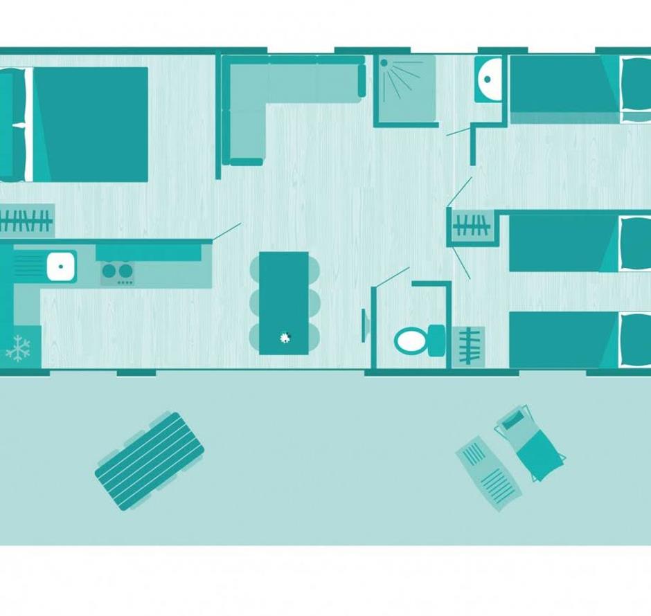 Plattegrond van de Cottage 6 personen 3 bloemen 