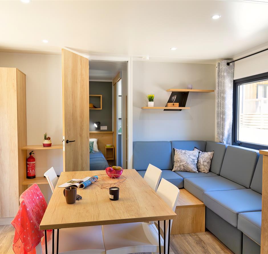 Woonkamer van de Cottage 6 personen 3 slaapkamers 4 bloemen 