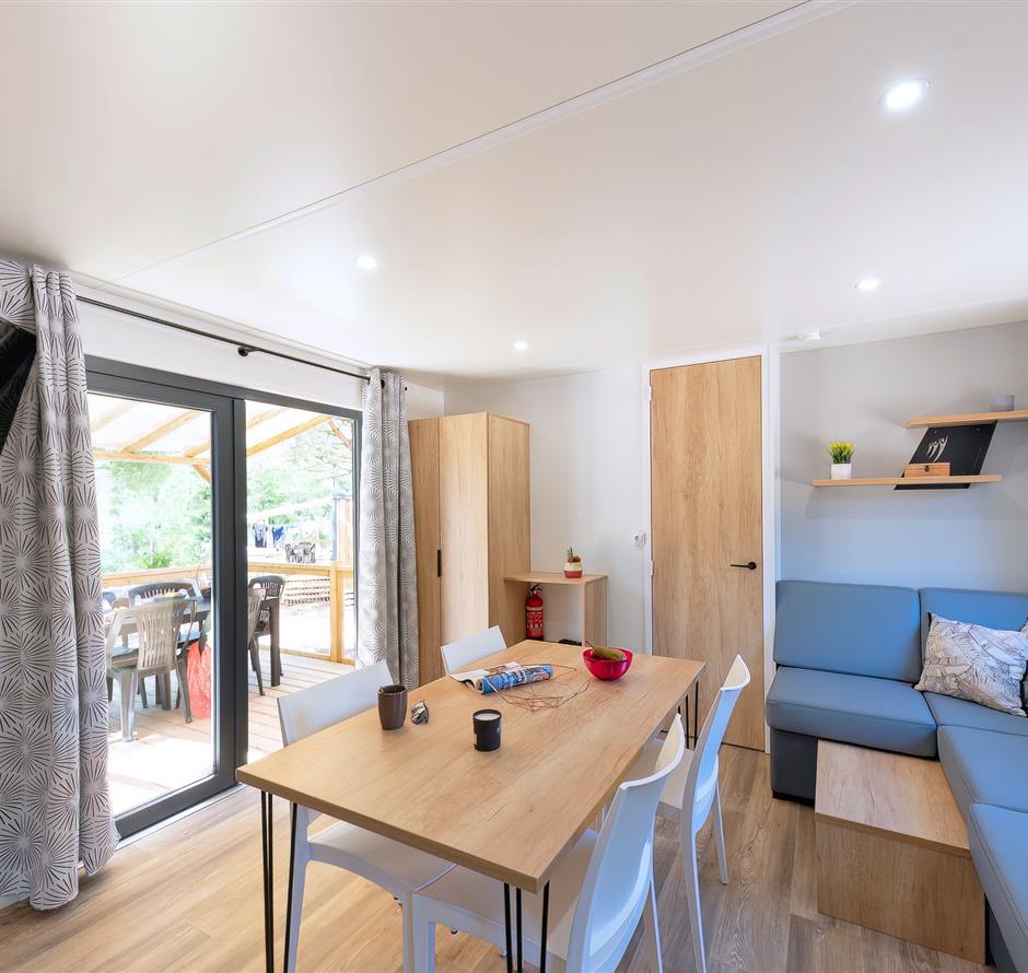 Woonkamer van de Cottage 6 personen 3 slaapkamers 4 bloemen 