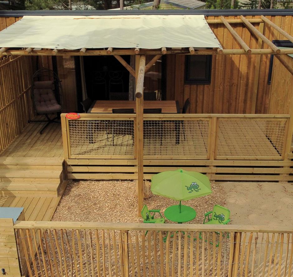 Buitenkant van het Premium-huisje voor 6 personen